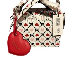 Steve Madden Heart Print Satchel - Red, Pink, and White